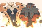  2022 abs anthro anthrofied arcanine armpit_hair balls_outline barazoku biceps big_bulge big_muscles body_hair bulge chest_hair clothed clothing duo erection erection_under_clothing fire flexing frown fur genital_outline hi_res hisuian_arcanine huge_bulge huge_muscles jasperbro male mane muscular muscular_anthro muscular_male navel nintendo nipples obliques pecs penis_outline pok&eacute;mon pok&eacute;mon_(species) pokemon_legends_arceus regional_form_(pok&eacute;mon) signature simple_background smile standing tenting thong tuft underwear video_games white_background 