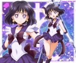  :o ass_visible_through_thighs bishoujo_senshi_sailor_moon black_hair boots bow bowtie choker closed_mouth collarbone diadem earrings elbow_gloves floating_hair gloves hanzou highres holding holding_staff jewelry looking_at_viewer medium_hair miniskirt open_mouth panties pantyshot pleated_skirt purple_bow purple_bowtie purple_choker purple_eyes purple_footwear purple_sailor_collar purple_skirt sailor_collar sailor_saturn sailor_senshi_uniform shiny shiny_hair skirt staff standing standing_on_one_leg super_sailor_saturn thigh_gap underwear white_gloves white_panties 