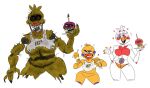  &lt;3 animatronic anthro avian beak bib big_breasts bird black_claws black_sclera blush bodily_fluids breasts chicken claws clothing colored_nails covered_breasts doll_joints exposed_endoskeleton eyelashes featureless_crotch female five_nights_at_freddy&#039;s five_nights_at_freddy&#039;s_4 freddy_fazbear&#039;s_pizzeria_simulator funtime_chica_(fnaf) funtime_cupcake_(fnaf) galliform gallus_(genus) group head_feathers head_tuft heterochromia holding_object machine maraca mhdrawin monster musical_instrument musical_note nails nightmare_chica_(fnaf) nightmare_cupcake_(fnaf) orange_clothing orange_nails orange_panties orange_underwear panties percussion_instrument phasianid pink_clothing pink_eyes pink_topwear purple_eyes red_eyes robot rockstar_chica_(fnaf) rosy_cheeks scottgames sharp_teeth sweat sweatdrop teeth toothed_beak topwear tuft underwear video_games white_body white_eyes wire yellow_body 