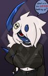  absol accessory anthro arkia_the_absol black_clothing bone bra_outline choker clothing diamond_grenadier female goth hair_accessory hairpin humanoid jewelry leaning leaning_forward looking_at_viewer navel necklace nintendo pok&eacute;mon pok&eacute;mon_(species) red_eyes skull solo video_games 