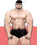  1boy abs bara black_male_underwear highres jang_ju_hyeon large_pectorals male_focus male_underwear mature_male muscular muscular_male navel nipples original pectorals smile solo stomach thick_thighs thighs topless topless_male underwear 