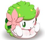  &lt;3 &lt;3_eyes autocunnilingus blush curled_up female feral genitals green_body green_eyes hi_res land_forme_shaymin legendary_pok&eacute;mon legs_up masturbation minami_(artist) nintendo one_eye_closed oral oral_masturbation pok&eacute;mon pok&eacute;mon_(species) pussy shaymin simple_background solo tongue tongue_out vaginal vaginal_masturbation video_games white_background white_body 