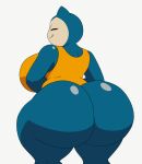  2022 animated anthro big_butt bottomless butt clothed clothing eyes_closed female hi_res huge_butt looking_at_viewer looking_back looking_back_at_viewer nintendo pok&eacute;mon pok&eacute;mon_(species) shaking_butt short_playtime simple_background smile snorlax solo tansau thick_thighs twerking video_games white_background 