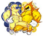  2022 ? ?_block angry_sun animate_inanimate anthro balls big_penis bodily_fluids clothing crescent_moon dripping duo footwear genital_fluids genitals gloves handwear hexdisciple huge_penis humanoid hyper hyper_genitalia hyper_penis male male/male moon moon_(super_mario_maker_2) musclegut muscular muscular_humanoid muscular_male nude penis precum precum_drip shoes sun super_mario_bros._3 super_mario_maker_2 super_star white_clothing white_footwear white_shoes yellow_body 