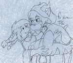  chua embrace hug kentah luna_muenster_(fursona) paws size_difference sketch therasis wildstar 