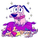  alternate_universe apprehensive big_eyes black_eyes bodily_fluids bone bow_ribbon bowl brown_ears brown_nose c2ndy2c1d canid canine canis cartoon_network collar collar_only container courage_the_cowardly_dog courage_the_cowardly_dog_(character) dog_food dog_toy doll domestic_dog english_text eyebrows feral food food_bowl freckles gold_(metal) gold_jewelry hi_res jewelry junkmixart leaf looking_at_viewer male mammal name_tag nervous nude pet_bowl pet_food pillow pink_body pink_collar pink_ribbon purple_pillow ribbons scared simple_background sitting solo sparkles star sweat sweatdrop text thick_eyebrows toy whiskers white_background 