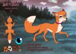  blue_eyes canid canine female female_symbol feral forest fox fur gender_symbol grass mammal miyuki_(rukifox) model_sheet plant red_body red_fur rukifox solo symbol tree white_tail_tip 