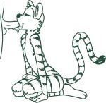  anthro calvin_and_hobbes feet felid fellatio fingers fur genitals half-closed_eyes hi_res hobbes humanoid_genitalia humanoid_penis inner_ear_fluff kneeling long_tail male male/male mammal monochrome narrowed_eyes oral pantherine penile penis redout sex striped_body striped_fur stripes tiger tuft 