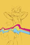  anthro balls biped cheek_tuft chest_tuft dipstick_tail domestic_cat elbow_tufts facial_tuft felid feline felis flaccid front_view genitals glans hair half-closed_eyes hi_res humanoid_genitalia humanoid_penis inner_ear_fluff lgbt_pride looking_at_viewer male mammal markings narrowed_eyes navel nipples open_mouth oselotti partially_colored penis pride_colors short_hair solo tail_markings tuft 