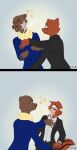  absurd_res anthro chipmunk comic duo face_slapping fight ground_squirrel hi_res lewis_(kelaiah) lutrine male mammal mustelid rex_(kelaiah) rodent sciurid slap snowy-weather 