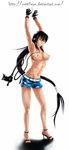  armpits bdsm bondage breasts clenched_teeth ikkitousen kanu_unchou long_hair reptileye skirt topless whip_marks whipping wink 