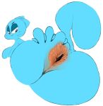  anthro anus big_butt black_eyes blue_body breasts butt butt_grab butt_squish cartoon_network domestic_cat felid feline felis female half-closed_eyes hand_on_butt looking_back mammal narrowed_eyes neom-daddy nicole_watterson nude smile solo squish the_amazing_world_of_gumball whiskers 