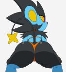  2022 animated anthro big_butt blinking butt clothed clothing female hi_res looking_at_viewer looking_back looking_back_at_viewer luxray nintendo pok&eacute;mon pok&eacute;mon_(species) short_playtime simple_background solo tansau thick_thighs twerking video_games white_background 
