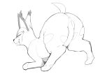  anus black_and_white butt butt_focus carachaos digital_drawing_(artwork) digital_media_(artwork) dodudoru fak&eacute;mon felid female feral fur genitals hi_res looking_back mammal markings monochrome presenting presenting_hindquarters pussy raised_tail simple_background solo thick_thighs tongue tongue_out video_games wide_hips 