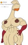  areola avian balls big_balls big_penis breasts crisis-omega genitals gynomorph intersex long_neck muscular muscular_gynomorph muscular_intersex nipples penis simple_background solo white_background 