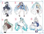  1girl agonasubi animal_ears ankle_boots ascot asymmetrical_legwear band_uniform bangs bare_shoulders black_bow black_dress black_footwear black_gloves black_headwear blue_bow blue_cape blue_coat blue_dress blue_eyes blue_footwear blue_hair blue_headwear blue_ribbon blue_skirt blush bonnet boots border borrowed_design bow braid braided_bangs brooch brown_dress brown_headwear cape character_print chin_strap closed_umbrella cloud_print coat contrapposto corset dress drumsticks epaulettes fake_animal_ears footwear_bow french_horn frilled_sleeves frills full_body fur-trimmed_boots fur-trimmed_cape fur_trim geta gloves gradient_hair grey_legwear hair_bow hair_ornament hair_ribbon hand_on_hip hand_up hat hat_feather hat_ribbon hatsune_miku head_tilt headband highres holding holding_drumsticks holding_instrument holding_umbrella instrument japanese_clothes jewelry knee_boots legs_apart long_hair long_sleeves looking_at_viewer low-braided_long_hair mini_hat mini_shako_cap miniskirt mismatched_legwear multicolored_hair multiple_braids multiple_views musical_note musical_note_hair_ornament musical_note_print outstretched_arm outstretched_arms pantyhose petticoat piano_keys pom_pom_(clothes) pom_pom_hair_ornament print_legwear puff_and_slash_sleeves puffy_long_sleeves puffy_sleeves rabbit_ears rabbit_yukine red_bow ribbon ribbon-trimmed_sleeves ribbon_trim sash shoes sketch skirt sleeve_cuffs smile snowflake_print staff_(music) standing streaked_hair tabi thigh_boots thighhighs twintails two-sided_fabric two-sided_skirt two-tone_hair umbrella very_long_hair vocaloid walking white_ascot white_background white_bow white_dress white_footwear white_gloves white_hair white_headwear white_legwear wide_sleeves yellow_ribbon yuki_miku yuki_miku_(2020) zettai_ryouiki 