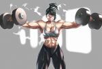  abs absurdres breasts dumbbell glasses highres jujutsu_kaisen muscular muscular_female qtime4_702 tank_top zen&#039;in_maki 