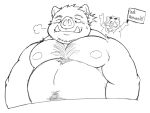  2022 anthro belly big_belly blush bodily_fluids duo eyes_closed hi_res kemono male mammal moobs nipples overweight overweight_male suid suina sus_(pig) sweat text whitebeast20 wild_boar 