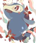  akadako animal_focus commentary_request dated_commentary fish flower from_below full_body glowing happy highres lanturn no_humans one-hour_drawing_challenge open_mouth partial_commentary pokemon pokemon_(creature) red_eyes red_flower smile solo white_background 