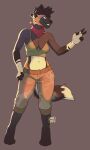  4_toes 5_fingers anthro breasts canid canine clothed clothing digital_media_(artwork) feet female fingers junebuq mammal smile solo toes 