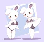  2022 anthro blush bra breasts clothing dated digital_media_(artwork) female fur hi_res lagomorph leporid looking_at_viewer mammal open_mouth rabbit shadow signature simple_eyes solo spread_legs spreading underwear white_body white_fur zeru_(ma) 