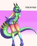  absurd_res blue bulge clothing dragon girly green hi_res lizard men/men nipples rainbow reptile scalie snake 