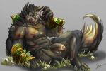  abs anthro balls barazoku blood bodily_fluids canid canine canis foreskin genitals hi_res league_of_legends looking_at_viewer male mammal mrcat144 muscular muscular_male pecs penis riot_games solo video_games warwick_(lol) wolf 
