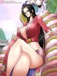  bb black_hair boa_hancock breasts compression_artifacts curvy earrings highres jewelry jpeg_artifacts large_breasts mokusa one_piece resized 