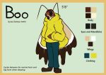  2022 4_arms antennae_(anatomy) anthro arthropod black_eyes blue_clothing boo_(unusualboo54) bottomwear brown_body clothing colored denim denim_clothing english_text green_background hoodie insect jeans lepidopteran male model_sheet moth multi_arm multi_limb orange_background pants simple_background solo text topwear unusualboo54 wings yellow_clothing 