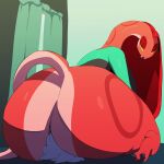  animated anthro big_butt bottomless butt clothed clothing elyssa_(trinity-fate62) facesitting fangs female female_on_top hair hi_res huge_butt on_top red_hair reptile scalie snake snoot_(trinity-fate62) trinity-fate62 