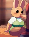  aerth animal_crossing animated anthro balls big_breasts blush bottomwear bottomwear_down bouncing_breasts breasts brown_body clothed clothing coco_(animal_crossing) curvy_figure duo fellatio female genitals gyroid human interspecies lagomorph leporid male male/female mammal nintendo oral pants pants_down partially_clothed penile penis rabbit sex thick_thighs video_games villager_(animal_crossing) voluptuous 