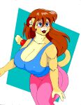  2020 accessory anthro big_breasts blue_eyes blush bottomwear breasts brown_hair clothing danellz digital_media_(artwork) exercise_clothing felid female fur furgonomics hair jewelry kathy_(danellz) lion mammal multicolored_body multicolored_fur nipple_outline open_mouth pantherine pants ring simple_background solo tail_accessory tail_jewelry tail_ring thick_thighs topwear two_tone_body two_tone_fur 