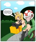  absurd_res ambiguous_gender armwear bent_over_with_legs_held_straight big_breasts black_clothing black_gloves black_handwear black_legwear black_lipstick black_stockings blonde_hair blue_eyes bodily_fluids bowser bowsette_meme breasts clothing crown cunnilingus drooling duo elbow_gloves elemental_creature female female/ambiguous flora_fauna gloves hair handwear hi_res horn horned_humanoid huge_breasts humanoid interspecies kielarts legwear lipstick makeup mario_bros meme nintendo oral pale_skin piranha_plant plant question_block saliva sex stockings super_crown tentacle_wrapped_around_body tentacle_wrapped_around_leg vaginal video_games 