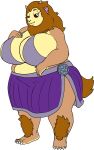  alpha_channel anthro big_breasts biped bottomwear bra breasts brown_body brown_fur brown_hair brown_mane cinnahomi_buraguu cleavage clothed clothing cross_pupils ear_piercing female fully_clothed fur hair hand_on_breast hi_res horn huge_breasts mane monster overweight overweight_anthro overweight_female piercing red_sclera simple_background skimpy skirt solo standing tan_body tan_fur transparent_background underwear vdisco white_eyes 