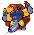  2022 balls biceps big_pecs big_penis bodily_fluids coin genital_fluids genitals hexagon hexdisciple hi_res huge_penis humanoid machine male mario_bros motos musclegut muscular muscular_arms muscular_humanoid muscular_male nintendo pecs penis pincers precum robot solo super_mario_64_beta triceps video_games 