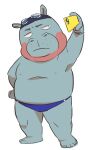  anthro butu_z cellphone clothing common_hippopotamus eyewear eyewear_on_head goggles goggles_on_head hippopotamid male mammal odd_taxi overweight overweight_male phone selfie simple_background smartphone solo speedo swimming_cap swimwear taichi_kabasawa_(odd_taxi) 