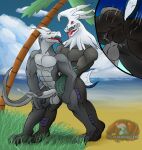  alolan_marowak anal anal_penetration anthro anthrofied ball_slap balls_deep beach black_body bodily_fluids cloud cum cum_while_penetrated daikuhiroshiama duo ejaculation genital_fluids genitals grabbing_from_behind grass hi_res humanoid_genitalia humanoid_penis legendary_pok&eacute;mon male male/male motion_lines muscular muscular_anthro muscular_male nintendo orgasm_face palm_tree penetration penile penile_penetration penis plant pok&eacute;mon pok&eacute;mon_(species) regional_form_(pok&eacute;mon) sand sea seaside sex sherias_(daikuhiroshiama) silvally sketch slap standing standing_sex thrusting tongue tongue_out tree video_games water 