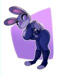  anthro big_breasts big_butt bigdad bottomwear breasts butt cleavage clothed clothing curvy_figure disney female judy_hopps lagomorph leaning leaning_forward leporid mammal pants rabbit rolled_up_sleeves short_stack solo voluptuous zootopia 