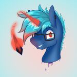  1:1 blue_hair bust_portrait bydena equid equine eyewear feral glasses hair hasbro hi_res horn horse icon male mammal my_little_pony oc:bydena pony portrait red_eyes solo unicorn 