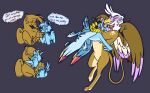  avian blue_body blue_fur blush brown_body brown_feathers dirty_talk dozindoodles embrace equid equine eyes_closed feathers female female/female feral friendship_is_magic fur gilda_(mlp) gryphon hasbro hug kissing larger_female long_tail mammal my_little_pony mythological_avian mythology pegasus rainbow_dash_(mlp) sharp_teeth size_difference smaller_female spread_wings tail_tuft teeth tuft white_body white_feathers wings 