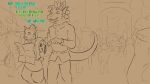  anthro arvie_dreadmaw_(character) clothed clothing couple_(disambiguation) crowd dialogue dragonborn dungeons_and_dragons ear_piercing ear_ring fek fekkri_talot felid fully_clothed group hasbro hi_res male mammal piercing public tabaxi wizards_of_the_coast 