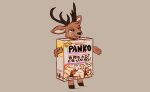  anthro antlers box breadcrumbs brown_body brown_fur cervid container fur hooves horn humanoid_hands humor lawyerdog male mammal panko_(lawyerdog) pun smile solo 