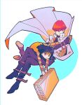  2boys arm_belt black_hair briefcase bright_pupils brown_hair closed_mouth coat crossed_arms film_grain frown hair_between_eyes hatching_(texture) holding holding_briefcase kaiba_mokuba kaiba_seto long_hair looking_at_viewer male_focus multiple_boys open_clothes open_coat purple_eyes siblings smile tenteko_mai51 white_coat white_pupils yu-gi-oh! 