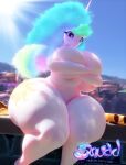  3d_(artwork) absurd_res anthro big_breasts blender_(software) breasts conditional_dnp digital_media_(artwork) equid equine female friendship_is_magic hasbro hi_res horn mammal my_little_pony nude princess_celestia_(mlp) public public_nudity snuddy solo thick_thighs wide_hips winged_unicorn wings 