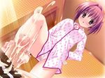  blush cum cumming cute ejaculation feet foot footjob pajamas panties penis purple_hair surprised underwear 