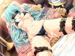  bdsm bed bikini blindfold blue_hair bondage bound breasts green_hair hands large_breasts long_hair lotion lubricant otome_renshin_prister swimsuit tied tied_up you_gonna_get_raped 