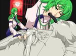  bad_id bad_pixiv_id bdsm cosplay green_hair hori_hiraki houjuu_nue kochiya_sanae licking multiple_girls parody pussy touhou vacuum_bed van_darkholme van_darkholme_(cosplay) 