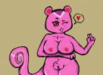  &lt;3 alekoin animal_crossing anthro big_breasts breasts chubby_female female flirting flirting_with_viewer fur genitals gesture hi_res looking_at_viewer mammal markings nintendo nipples peanut_(animal_crossing) pink_body pink_eyes pink_fur pink_nipples pink_skin plump_labia purple_markings pussy rodent sciurid seductive shaded slightly_chubby smile solo thick_thighs v_sign video_games white_markings 