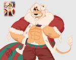  abs anthro beard blue_eyes eggnog_cookie facial_hair felid havick_(artist) lion male mammal mustache pantherine solo 