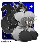  2022 5_fingers absurd_res anthro anthrofied areola arm_tuft astral_girl big_breasts black_body black_fur black_hair black_inner_ear black_lips black_nose black_tail bodily_fluids breast_milking breast_squish breasts canid claws curvy_figure digital_media_(artwork) ear_piercing ear_ring female fingers fur gradient_background grey_areola grey_body grey_fur grey_nipples hair hi_res holding_breast huge_breasts hyaenid hyper hyper_breasts kneeling lactating lips long_hair long_tail looking_at_viewer mammal mature_female mightyena milfyena milk milking_self nails navel nintendo nipples nude paws piercing pok&eacute;mon pok&eacute;mon_(species) pok&eacute;morph projectile_lactation pubes red_eyes sharp_teeth simple_background smile solo squish star teeth thick_bottom_lip thick_thighs thigh_tuft tuft video_games voluptuous wide_hips yellow_sclera 